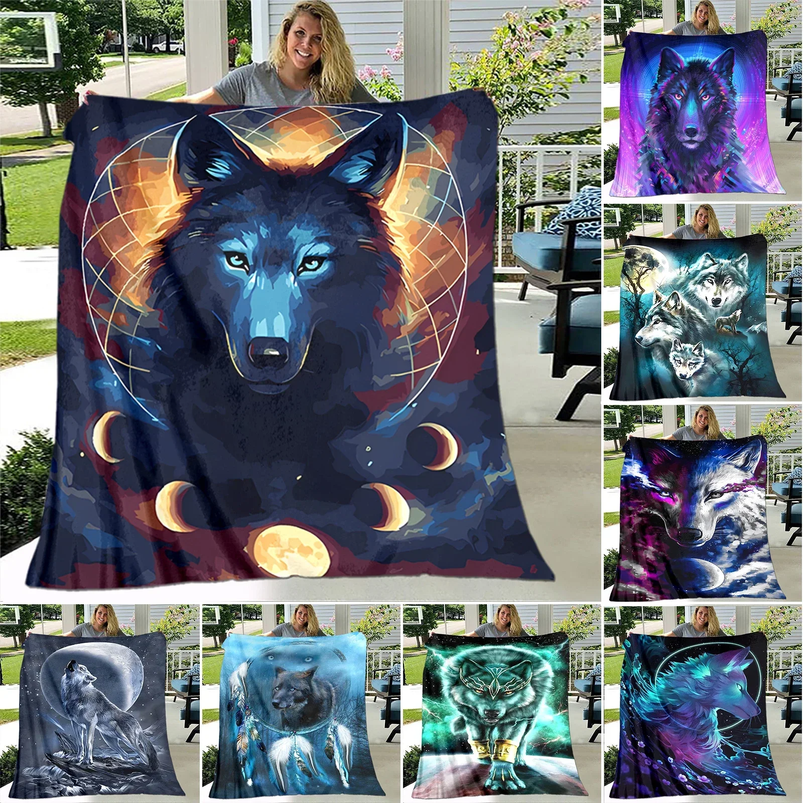 Мягкий плюшевый диван-кровать Art Fantasy Wolf одеяла для пикника с героями