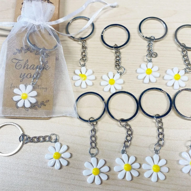 Брелки с цветком Daisys и открытками со словами благодарности стильная сумка