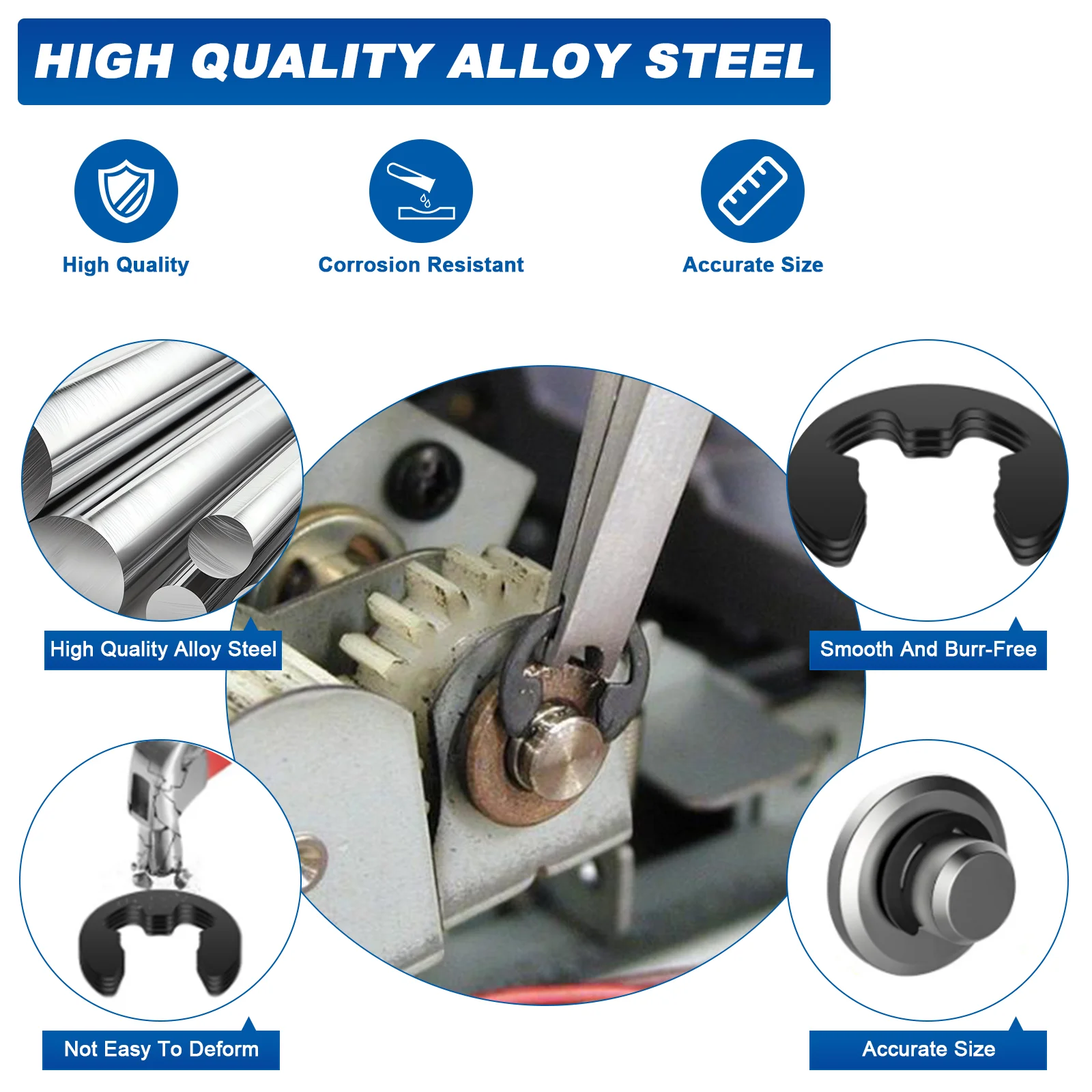 M1.5 Small E Clip Circlip External Retaining Rings Clips Carbon Steel 50PCS 100PCS 150PCS 200PCS