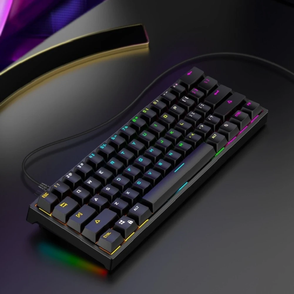 Игровая механическая клавиатура G101, 61 клавиша, RGB подсветка, зеленая ось, Офисная эргономичная клавиатура, игровая мини-клавиатура для геймеров и ПК