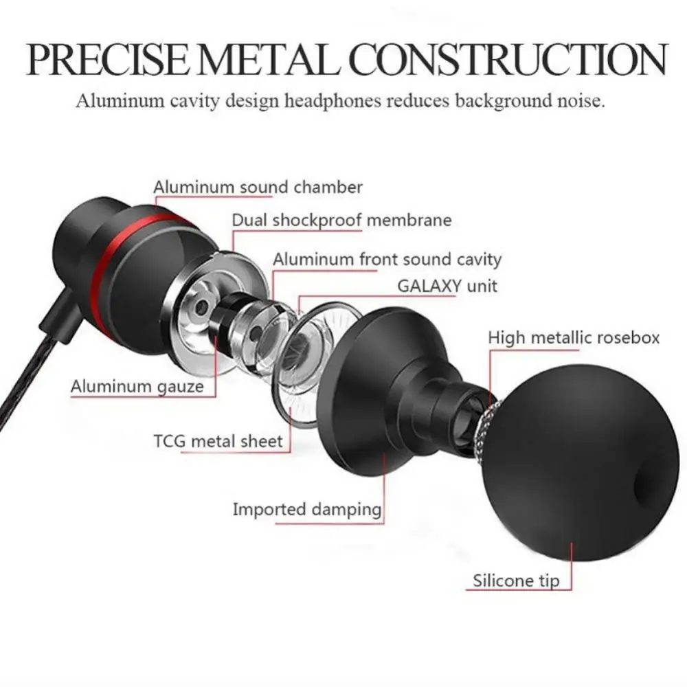 

3.5mm Earphone Microphone Earphone Wired Headset Metal Smartphone Headset Round Hole Earphone Headphone Cable