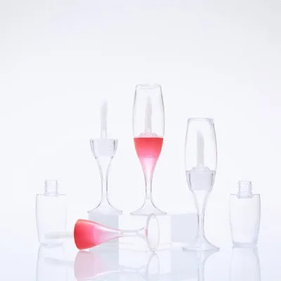 

8ML Creative Wine Shaped Empty Lip Gloss Bottles Tube DIY Red Clear Cosmetic Refillable Lip Glaze Bottle with Wand Tip Container