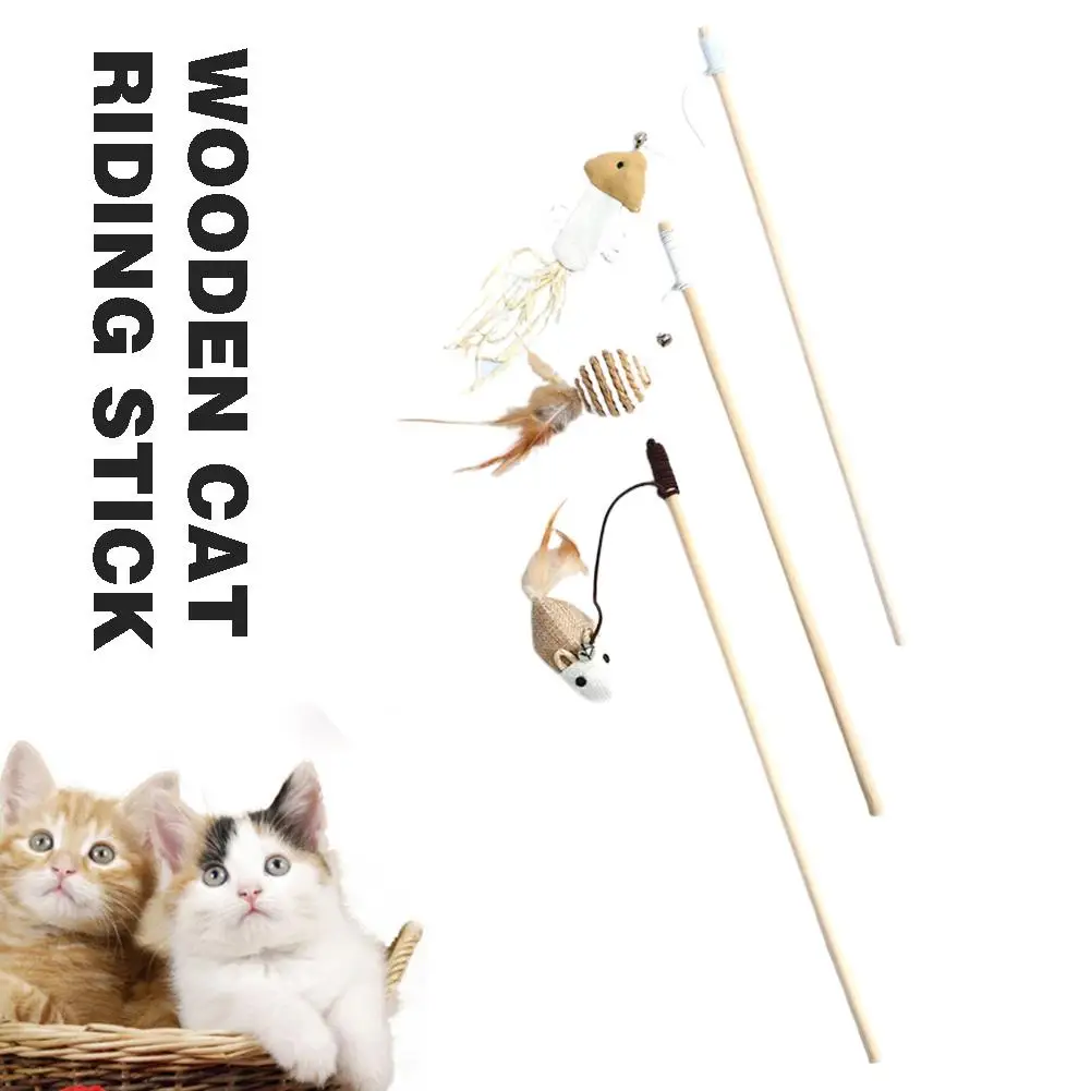 

1PC Teaser Feather Toys Kitten Funny Colorful Rod Cat Wood Pet Wand Toys Toys Interactive Cat Supplies Cat Pet Stick I5R9