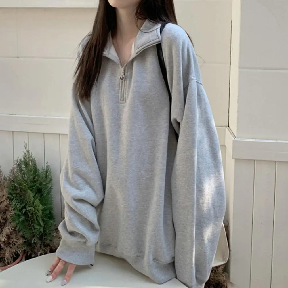 

Sweatshirt Jumper Zipper V-Neck Skin-Touch Warm Long Sleeve Casual Simple Sweatshirt Top Pullover Sweatshirt Streetwear