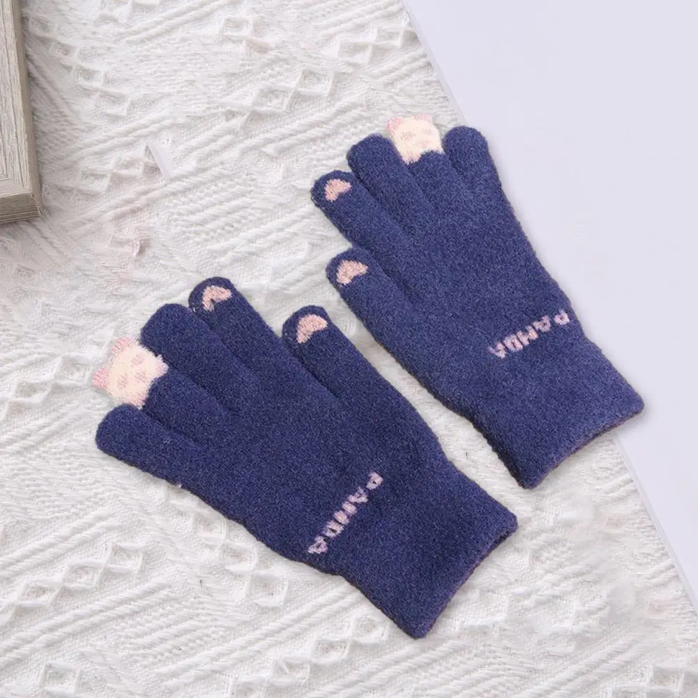 

Soft Gloves Warm Cozy Winter Gloves with Touch Screen Functionality Knitted Elastic Anti-slip for Resistant Cycling Riding