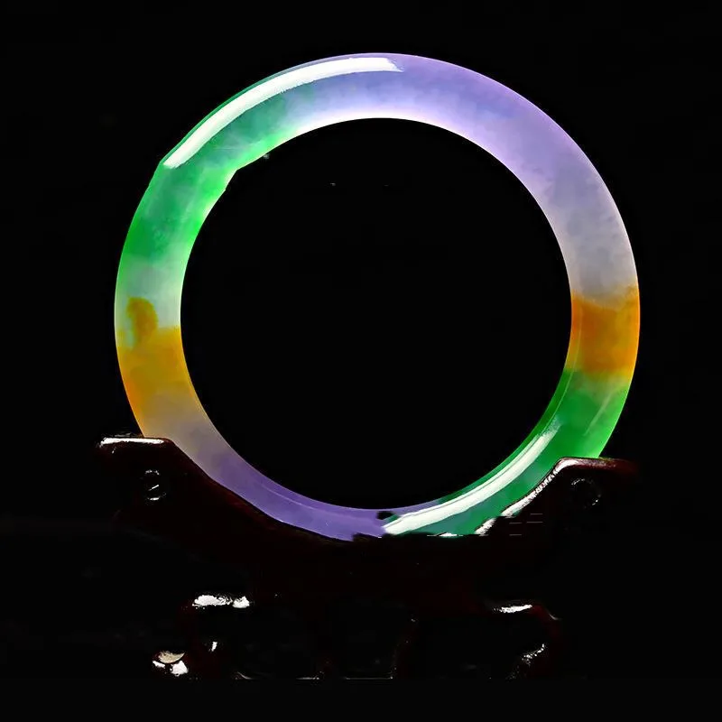 

Natural Jade Colorful Jade Bracelet Ladies Round Fulushou Color Bracelet