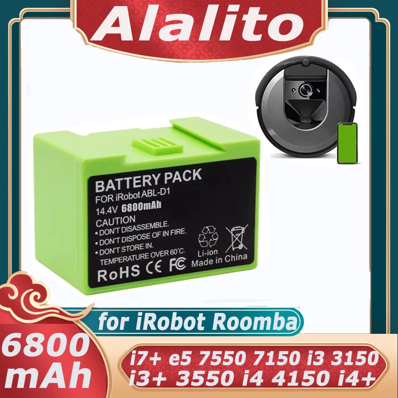 Фото Аккумулятор 5000 мАч для iRobot Roomba i7, i7+, 7150, 7158, 7556, 7558, i3, i3+, i4, i4+, i8, i8+, e5, e6, 5150, 6198. Сменный аккумулятор. №1