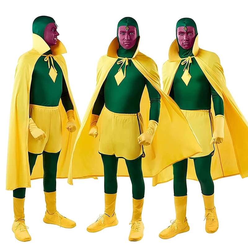 Wanda Vision Cosplay Costume Superhero Cosplay Vision Cloak Jumpsuit Halloween Carnival Suit Adult Party Costume