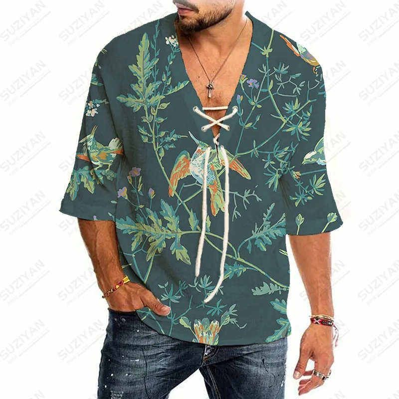 

Fashion Shirts For Men Standard-Fit England Color Mens Clothes Harakuju Art Breathable Plants Elegant Large Size
