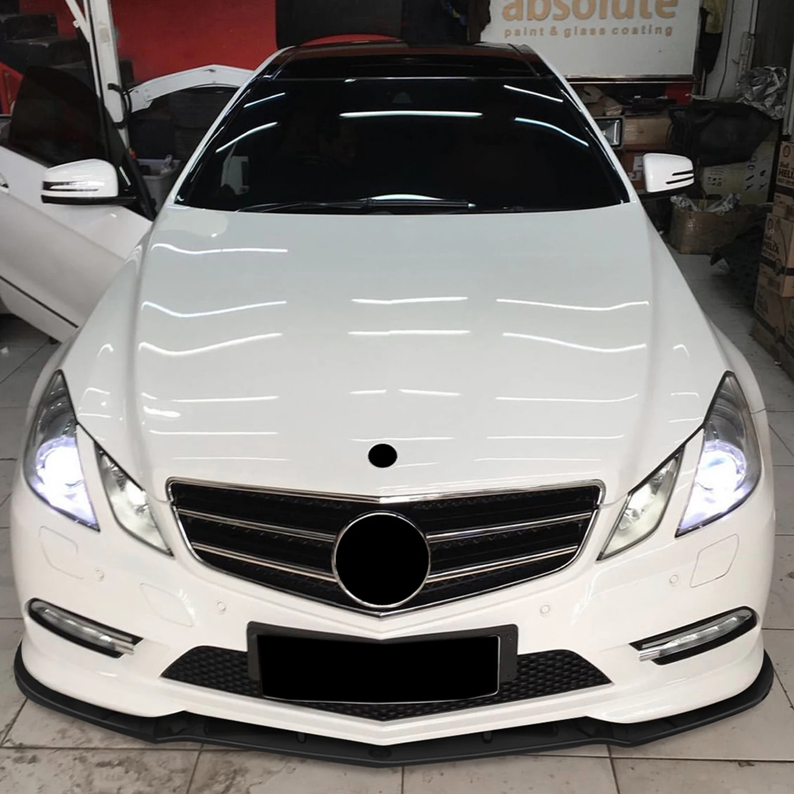 Спойлер на передний бампер для Mercedes Benz E Class W207 C207 Coupe 2009-2012 глянцевый