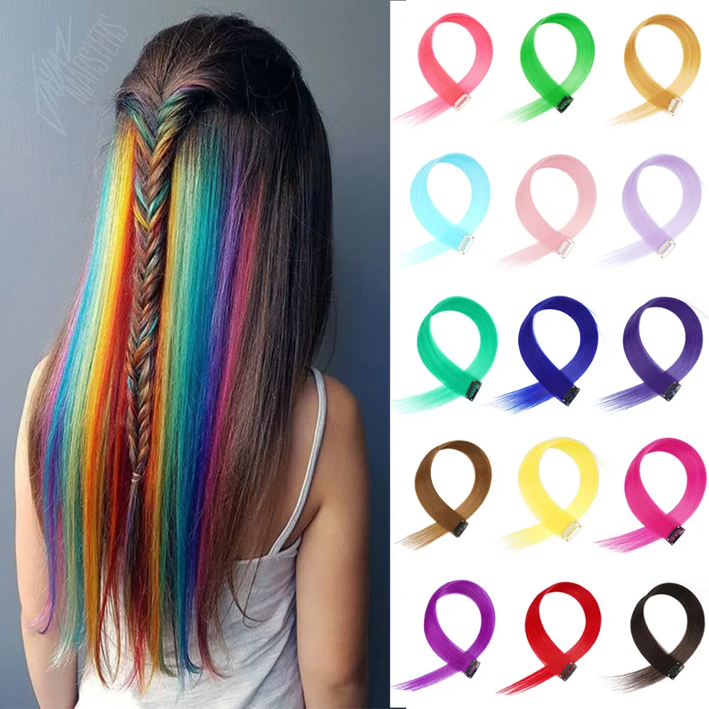 Ed Long Straight Ombre Synthetic Hair Extensions Pure Clip In One Piece Strips 20