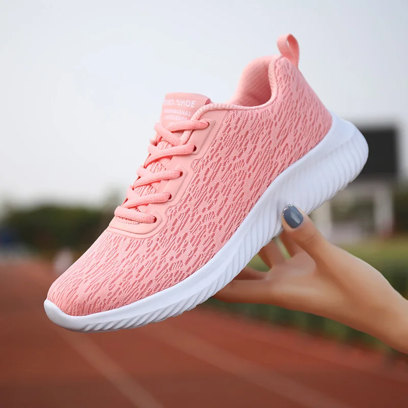 

High Quality Women Breathable Light Weight Casual Soft Sneakers Thick Sole Non-slip Sports Shoes For Women Mesh Ladies Shoes