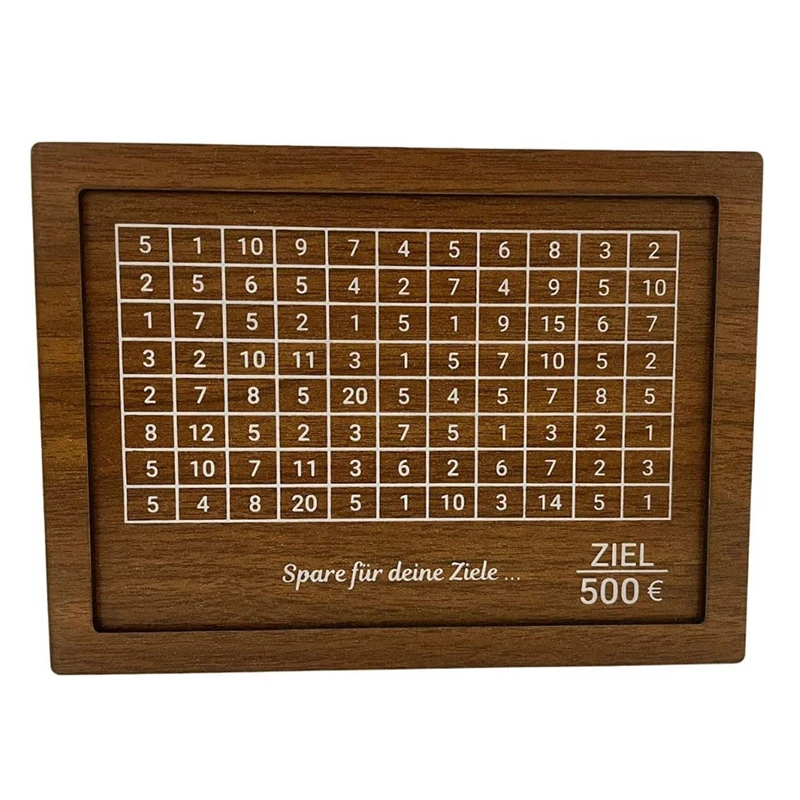 

Wooden Money Box, Piggy Bank, Money Box (Ready Assembled) with 500 Euro Target, for Easy and Pleasant Saving