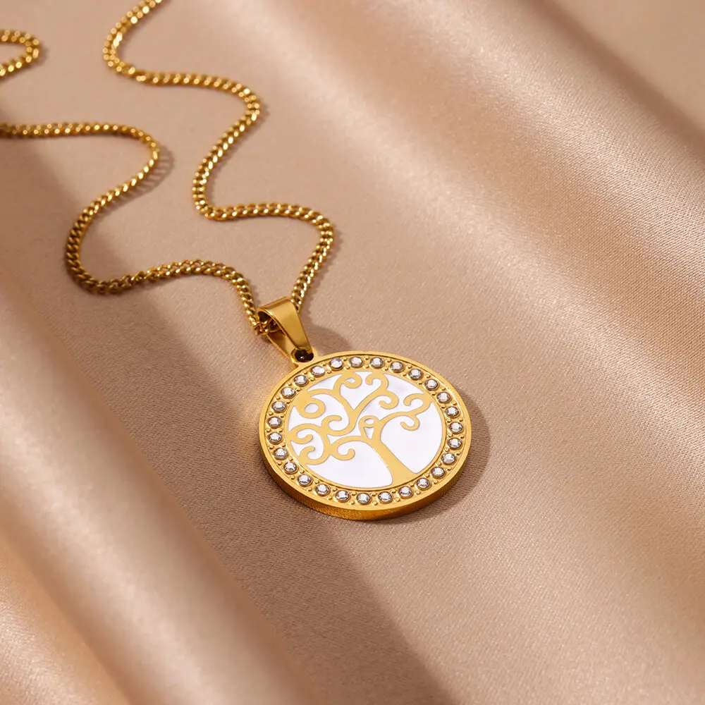 Женская цепочка из нержавеющей стали с подвеской в виде дерева