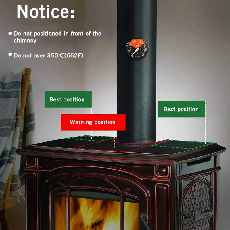 

Eco Fans For Wood Burning Stove 6 Blade Pellet Stove Fan Heat Powered Heat Fan With Stove Top Thermal Fan Thermometer