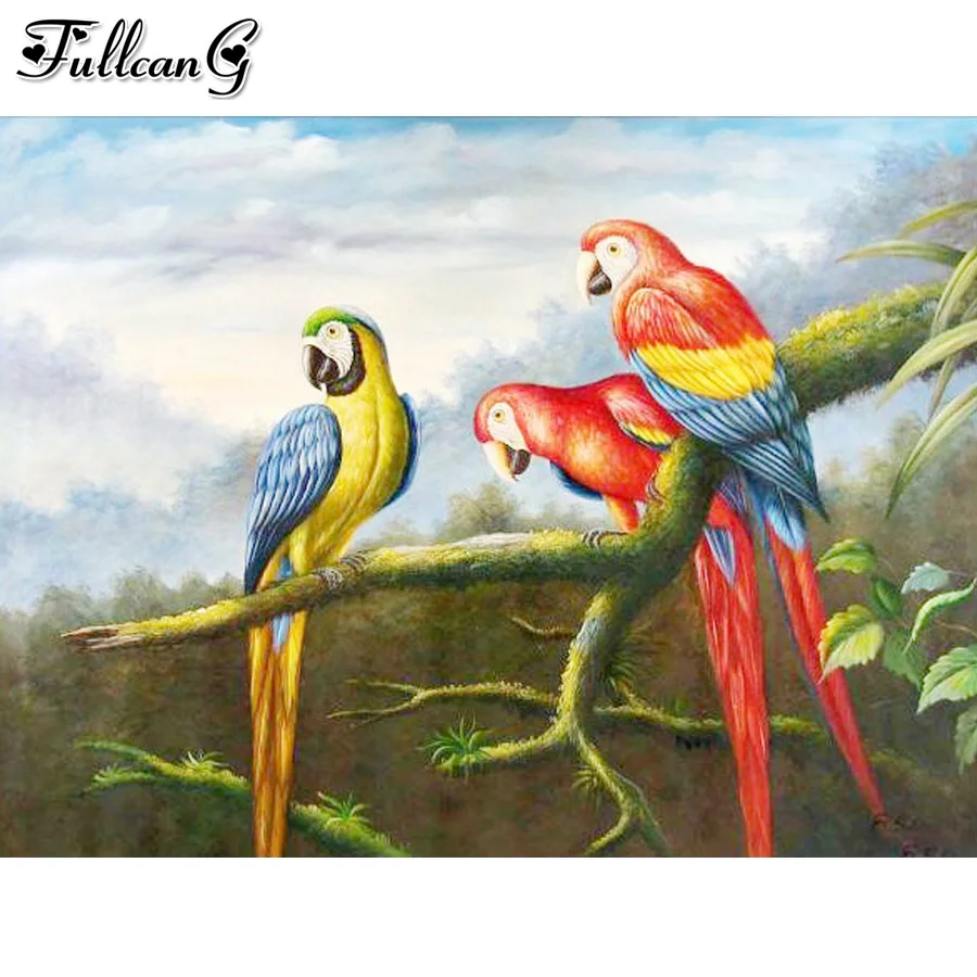 

FULLCANG diamond painting cross stitch new arrival colorful parrot diy rhinestone embroidery mosaic needlework home decor FG1036