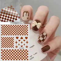 nail art sticker checkerboard pattern manicure diy accessories self adhesive plaid nail adhesive decal sticker for women