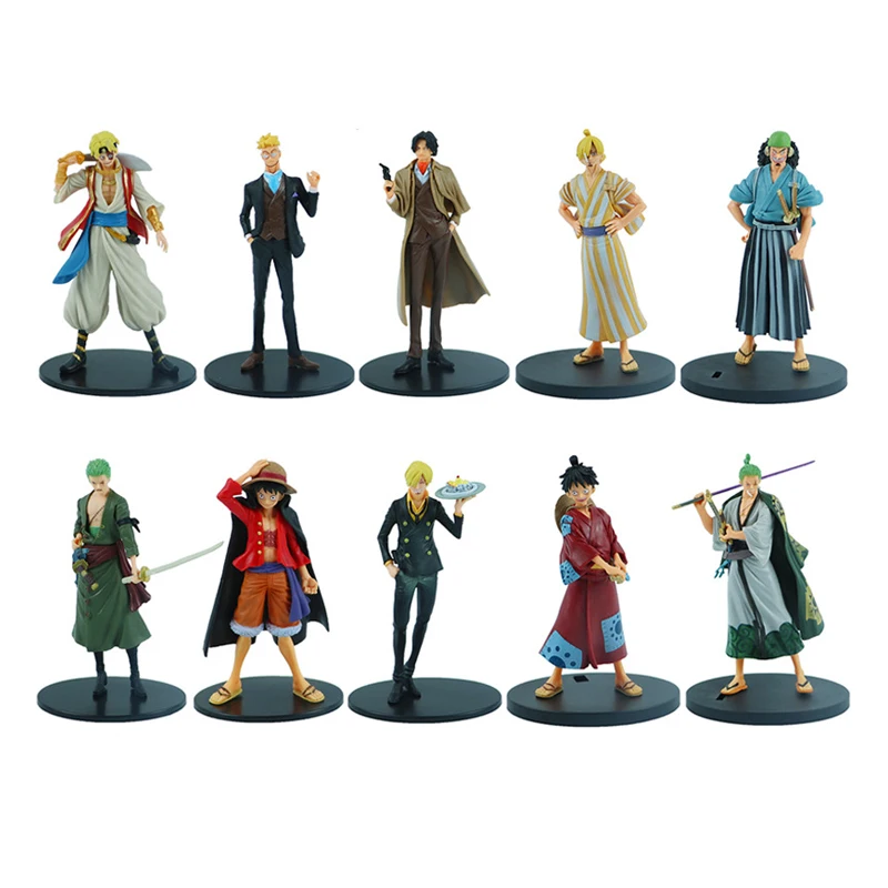 

One Piece Zoro Luffy Sanji Anime Figure Ver. Robin Nami Brook Chopper Childhood PVC Kawaii Figures OP Ace RANKY Usopp Model
