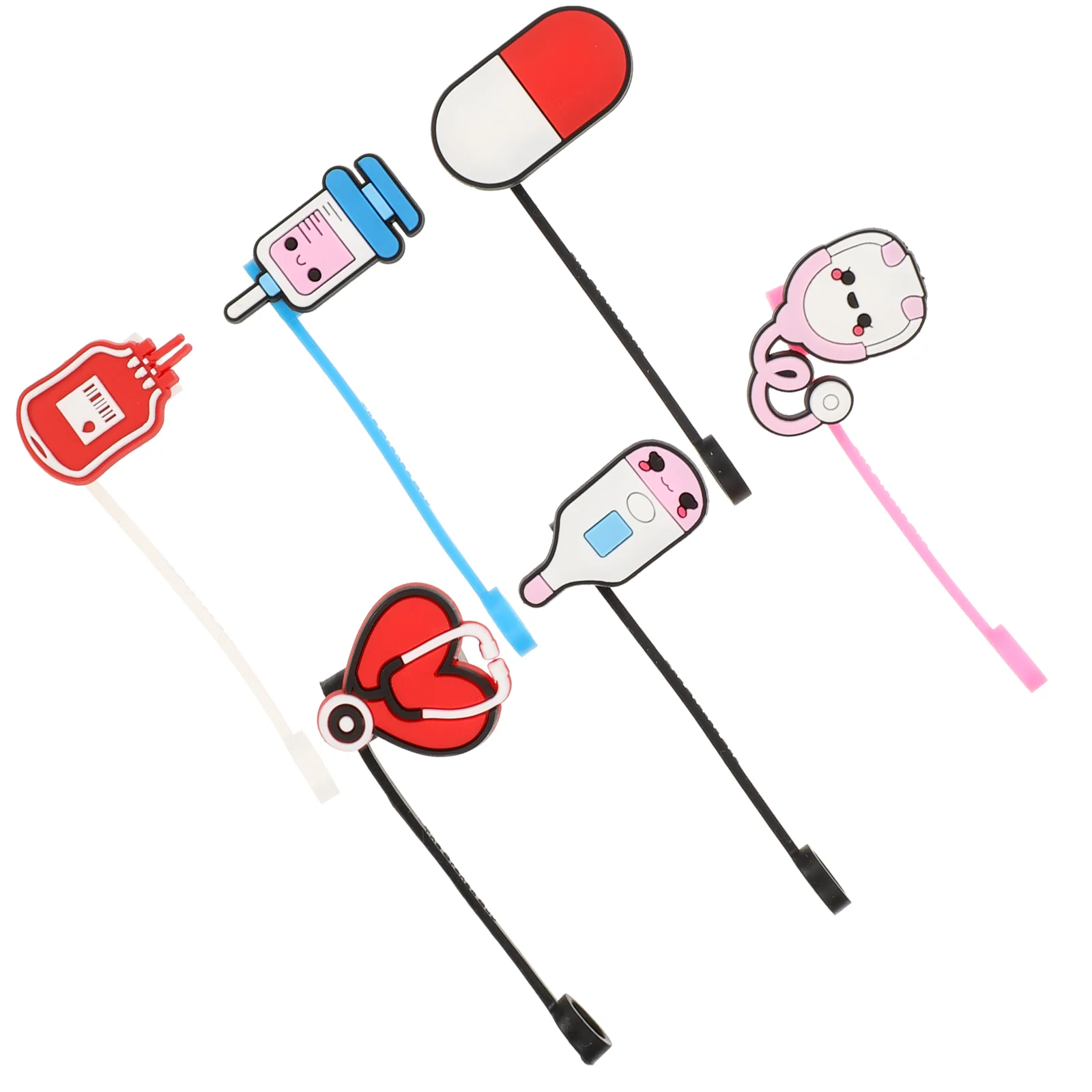 

6Pcs Straw Dust Covers Straw Toppers for Drinking Straws Cartoon Elements Straw Covers Straw End Tips