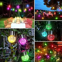 outdoor hanging solar light lantern waterproof solar cracked glass ball led lamp with hook for garden yard patio tree decoration