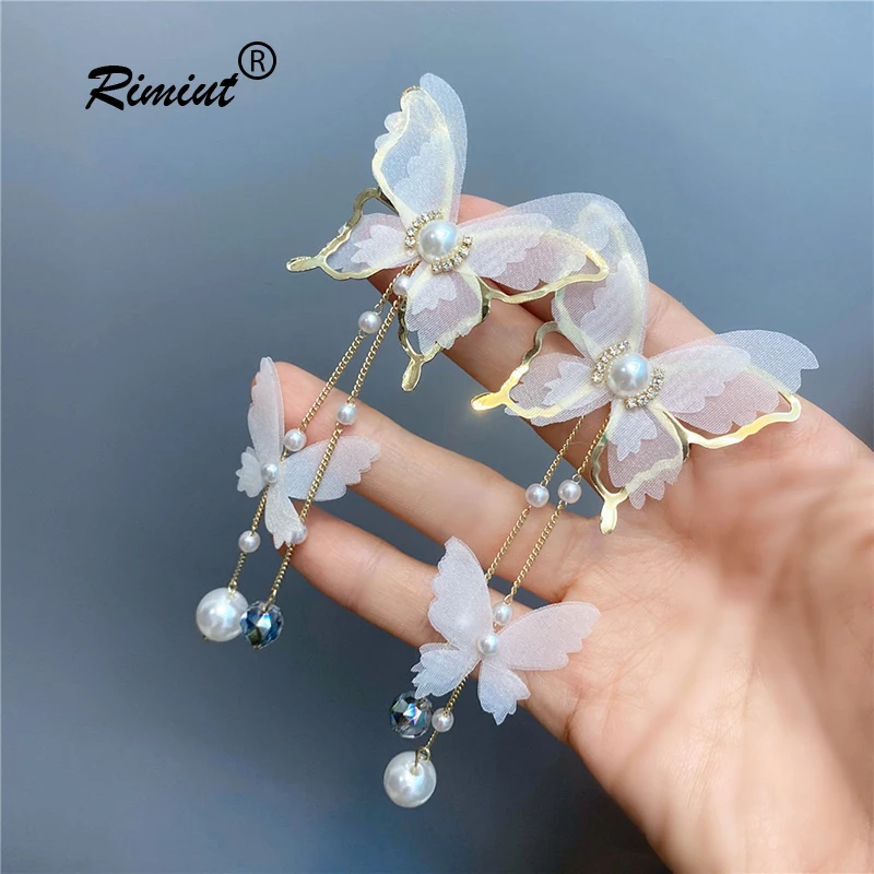 

Женские серьги-бабочки Rimiut, длинные серьги в Корейском стиле, яркие ювелирные украшения для свадебной вечеринки, 2022
