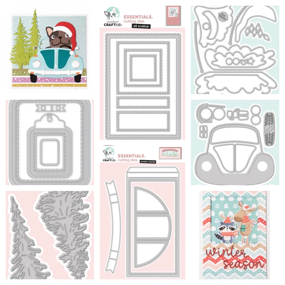 

2022 New Scalloped Square Christmas Metal Cutting Dies Scrapbooking Diary Decoration Embossing Template DIY Make Card Album