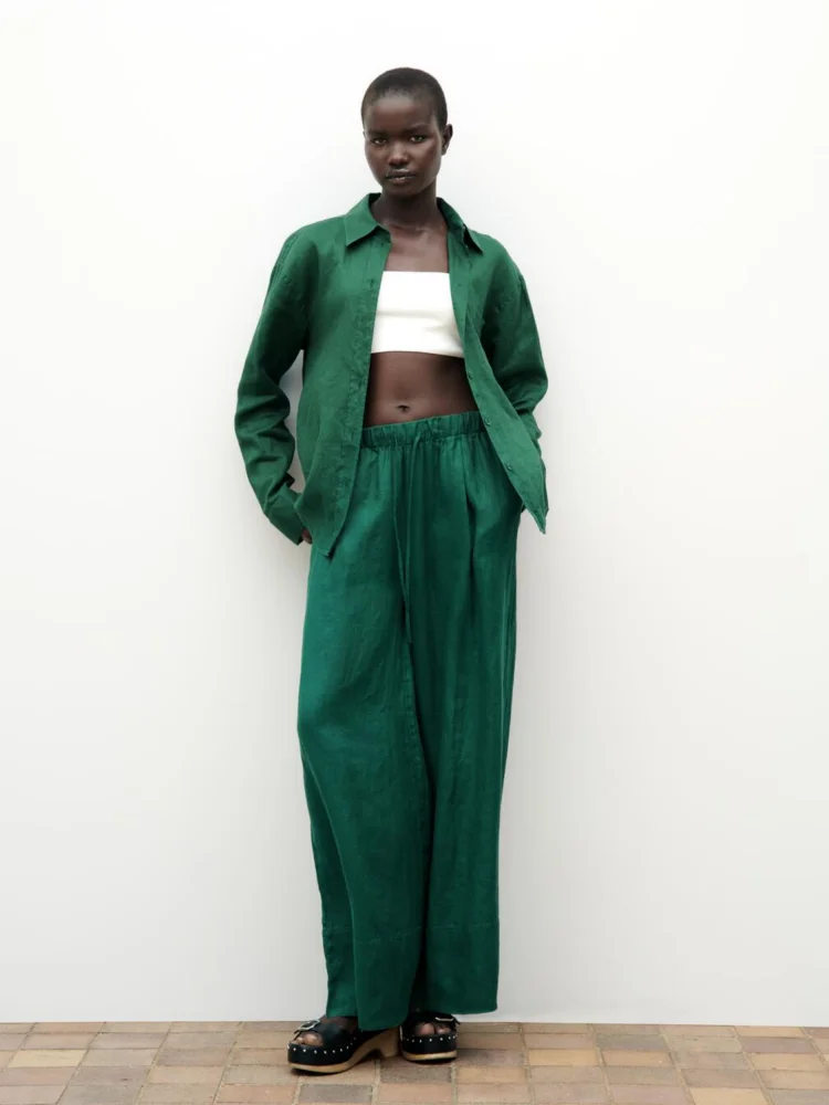 

TAOP&ZA 2023 New Women's Long-sleeved Pocket Shirt High Waist Wide-leg Trousers Wide-leg Trousers Two-piece Set 4786090 4786049