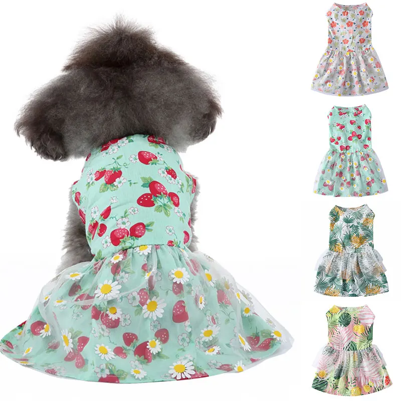 

1pcs 2022 New Fashion Dog Clothes For Small Breeds Dogs Floral French Bulldog Summer Dress Hawaiian Pet Skirt Chihuahua Vest