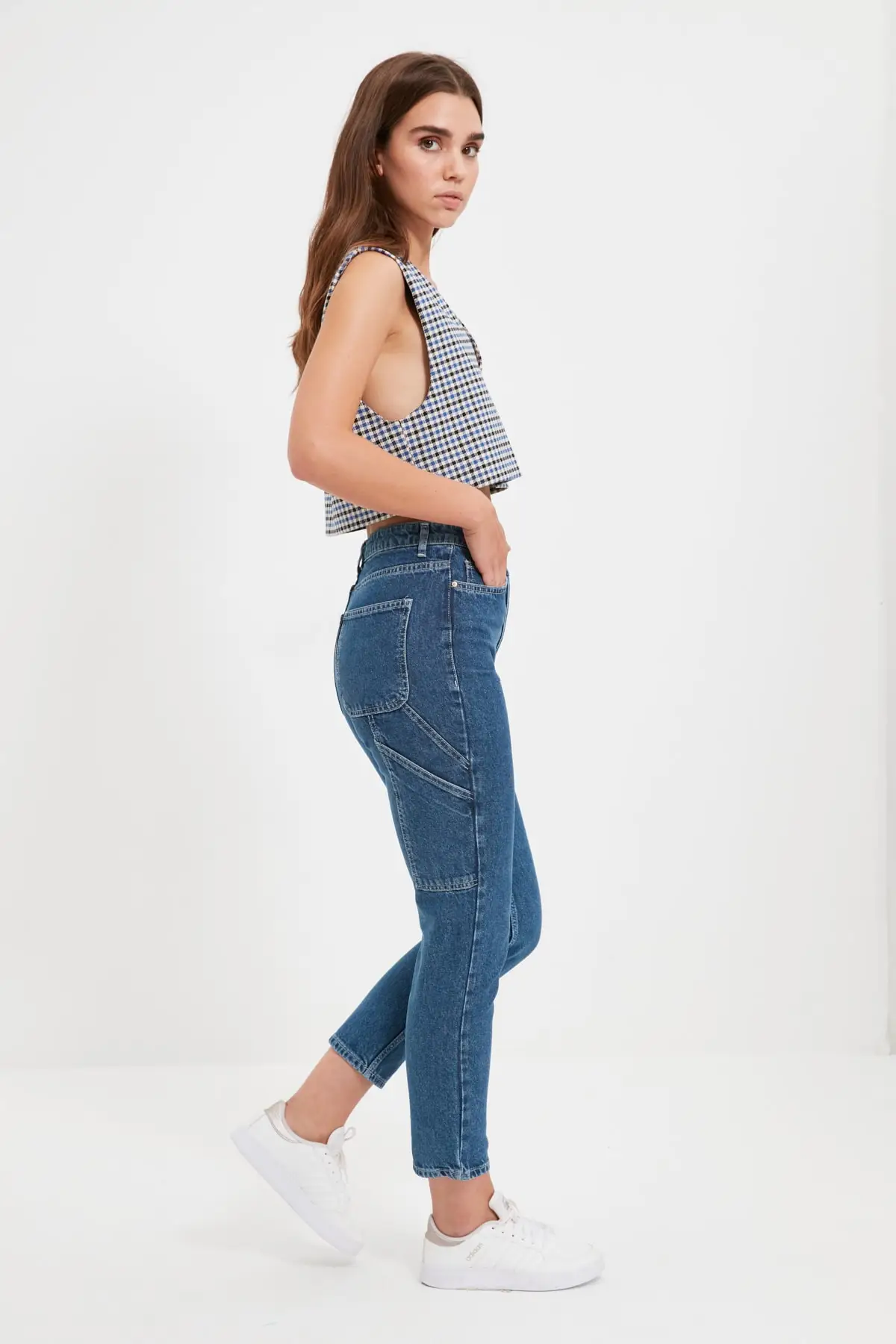 

Trendyol Stitch Detail High Bel Mom Jeans TWOAW22JE0679
