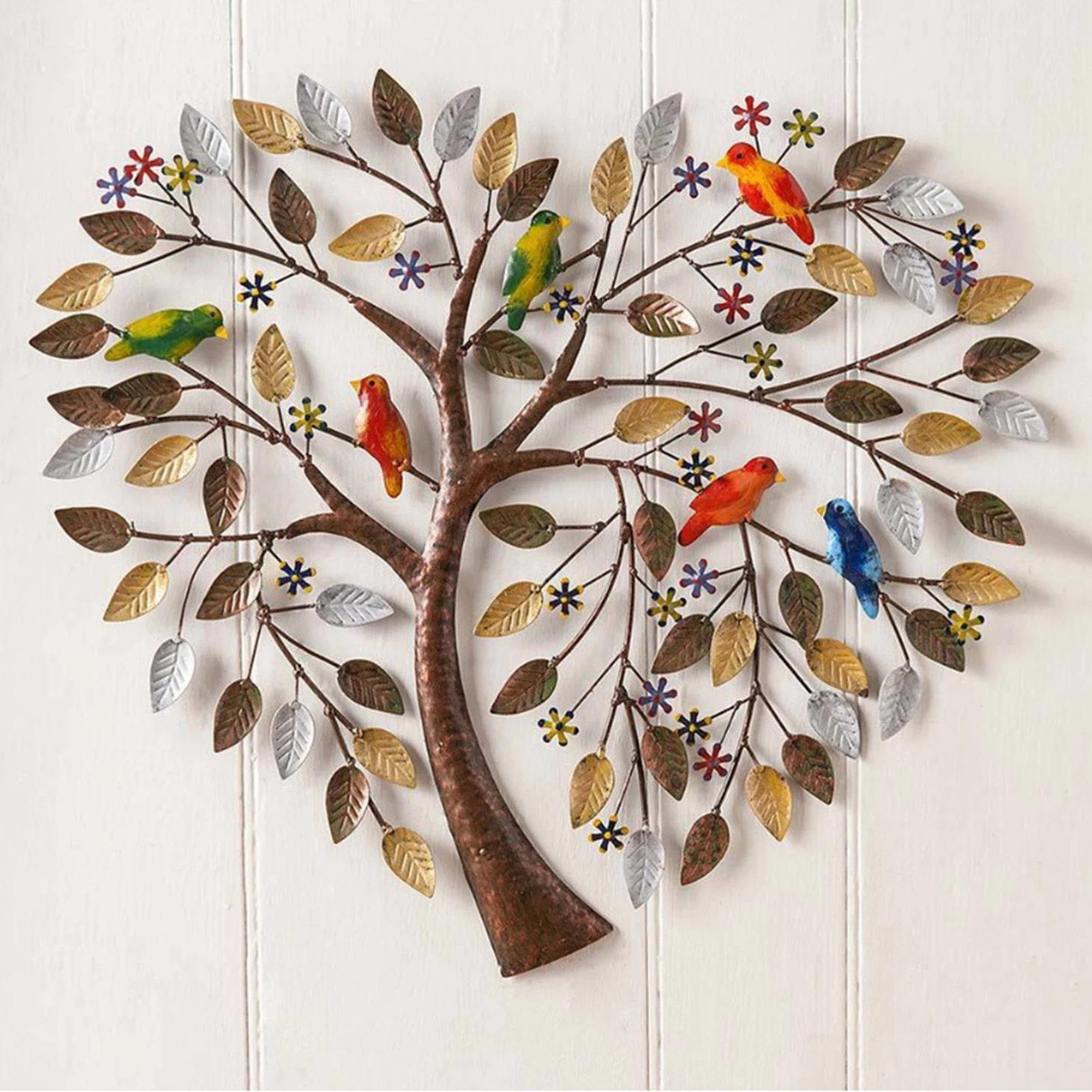 

Metal Tree Of Life Wall Decor Family Tree With Birds Wall Art Decoration For Balcony Patio Porch Bedroom Living Room Garage