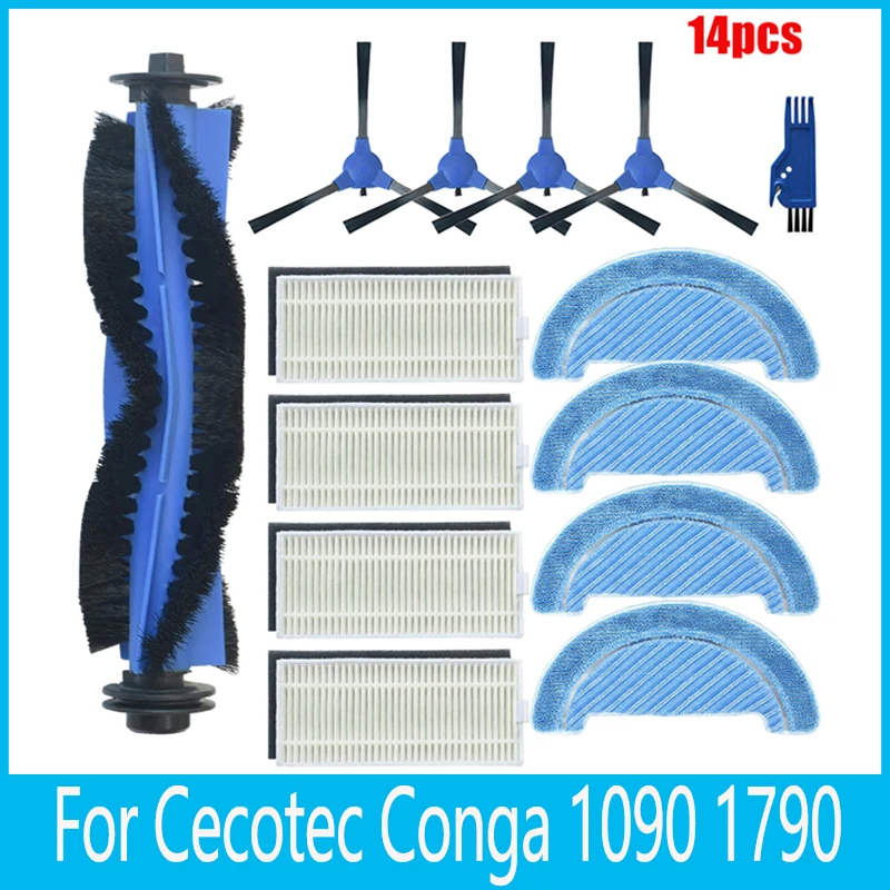 

For Cecotec Conga 1090 1790 Titanium Ultra Robot Vacuum Cleaner Spare Parts Main Side Brush Mop Cloths Accessories