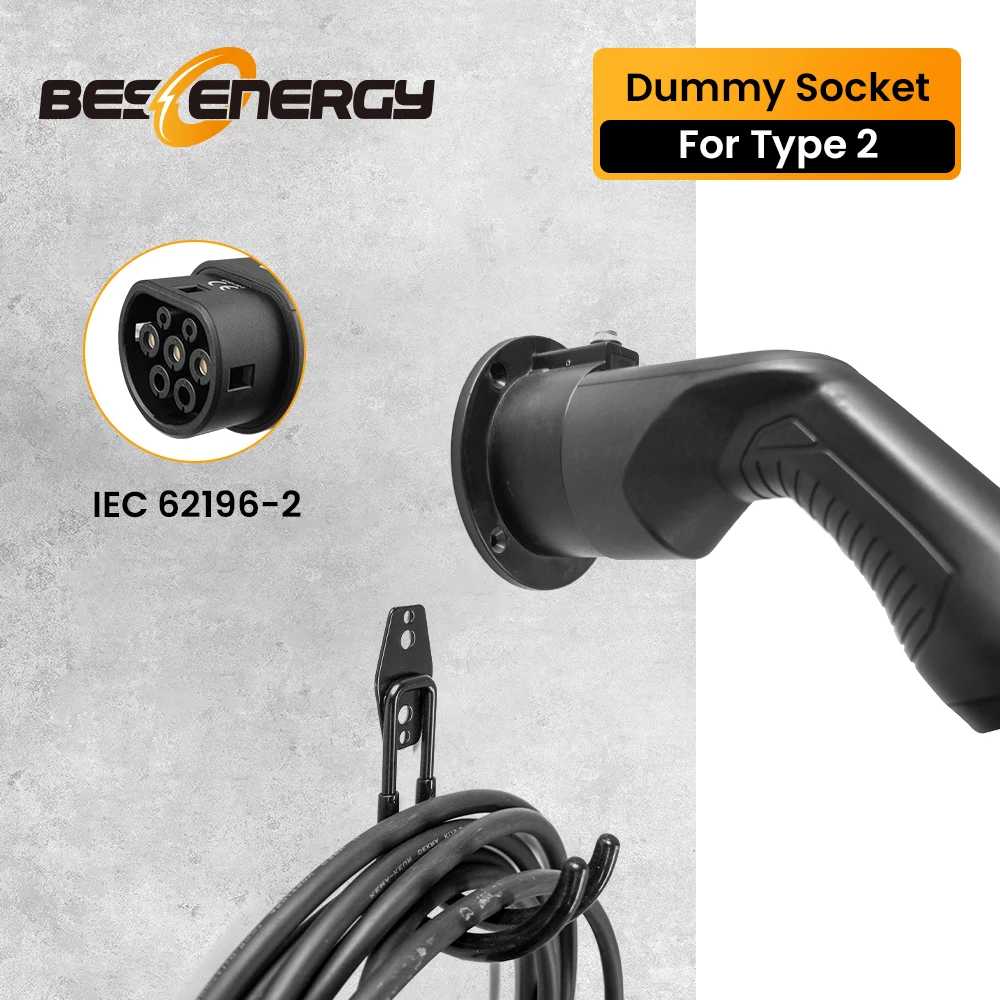 BESENERGY Level 2 AC EV Charger Cable Holster for Type2 EVSE IEC 62196-2 Connector Plug Holder Dummy Socket