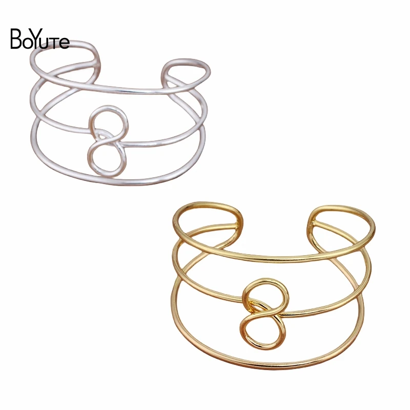 

BoYuTe (5 шт./Лот) Оригинальный дизайн металлический Железный 3 линии Твист браслет серебряный позолоченный браслет манжета