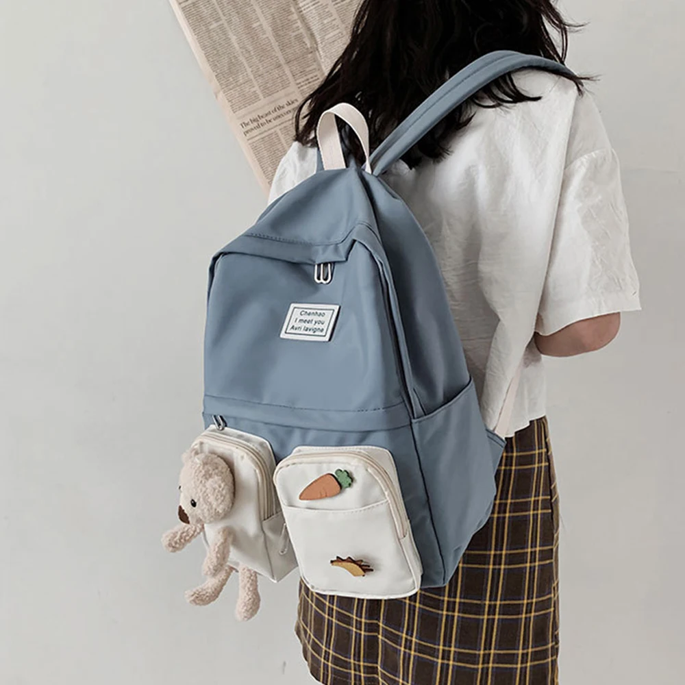 TINYAT Cute Women's Backpack Book Toy School Bags For Girls Doll Decoration Fashion Backpacks High Quality Laptop Bag Mochila