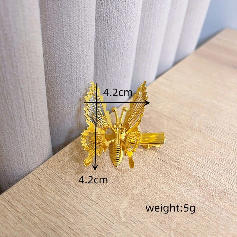 Трендовая элегантная металлическая полая заколка для волос с золотой бабочкой