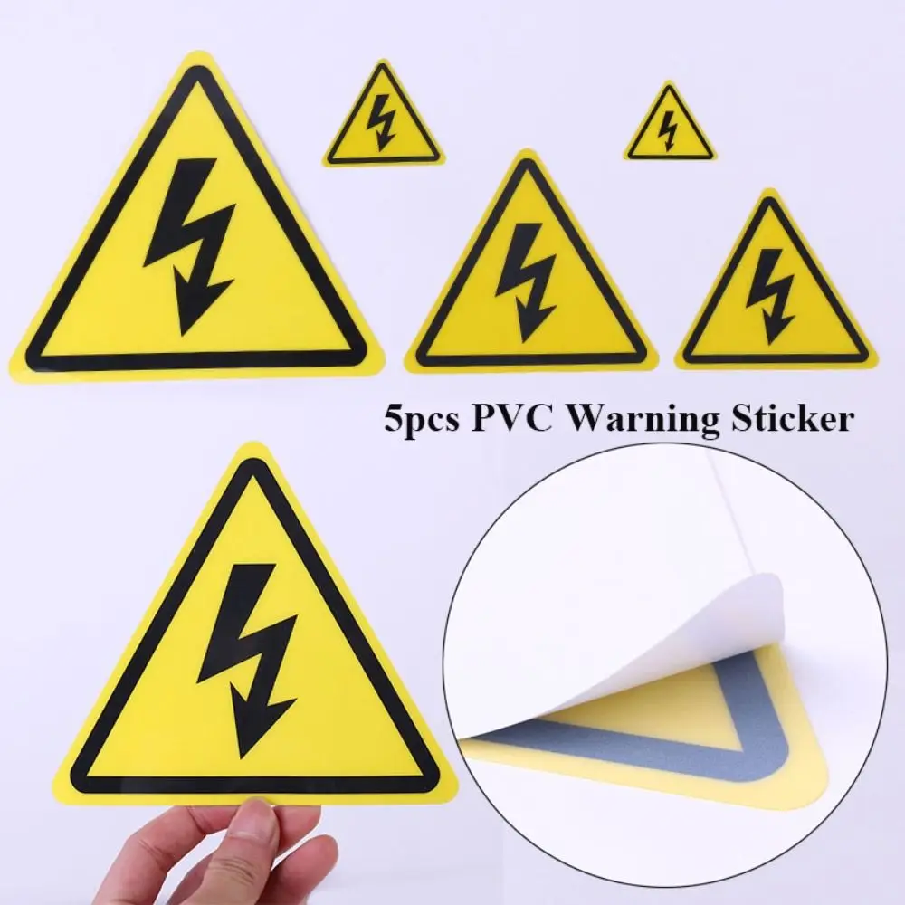 

5pcs Yellow Warning Sticker New 3.6/5/8/10/15cm Accessories Adhesive Labels Electrical Shock Hazard Danger Forelectric Box