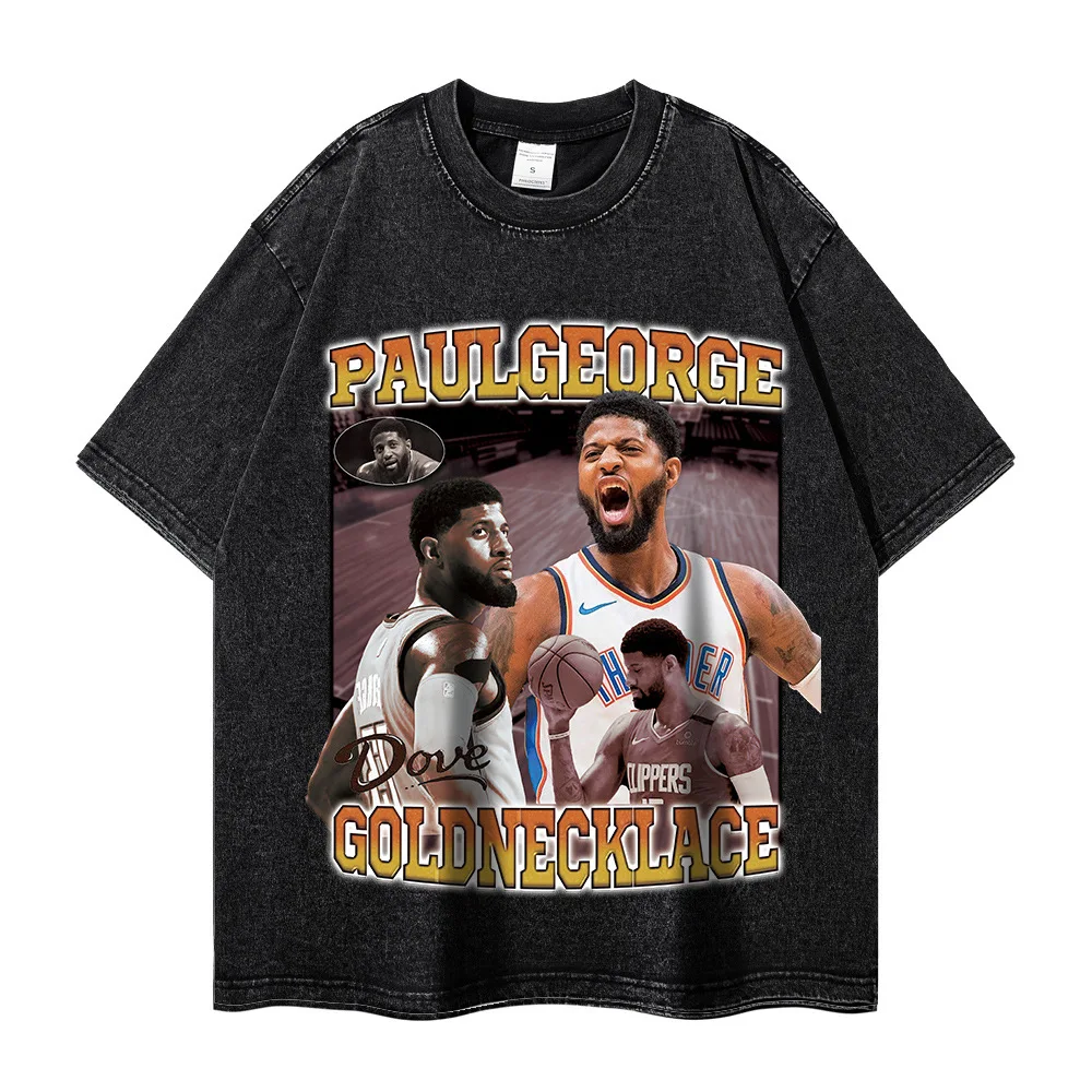 

Basketball Portrait Print Theme Fashion Hip Hop Retro Loose Short Sleeves
