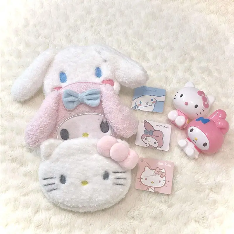 

Милые Мультяшные кавайные Sanrioed Cinnamoroll My Melody Hellokittys новые узоры для девочек плюшевые наушники магазин Zero кошелек
