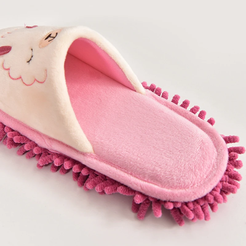 Winter New Designer House Mop Women Slippers Cute Cartoon Animal Bedroom Couples Shoes Indoor Warm Plush Ladies Fur Slippers