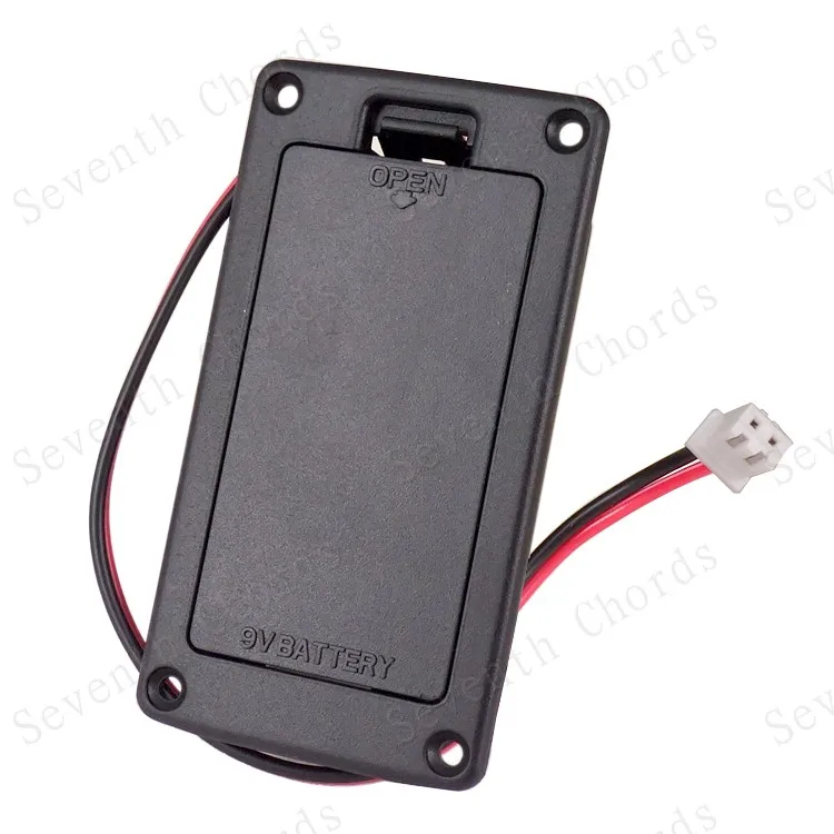 

Flat mount Active Bass Guitar Pickup 9V Battery Box/Holder/Case/Compartment Cover With Metal Spring Contact & 2 Pin Plug & Cable