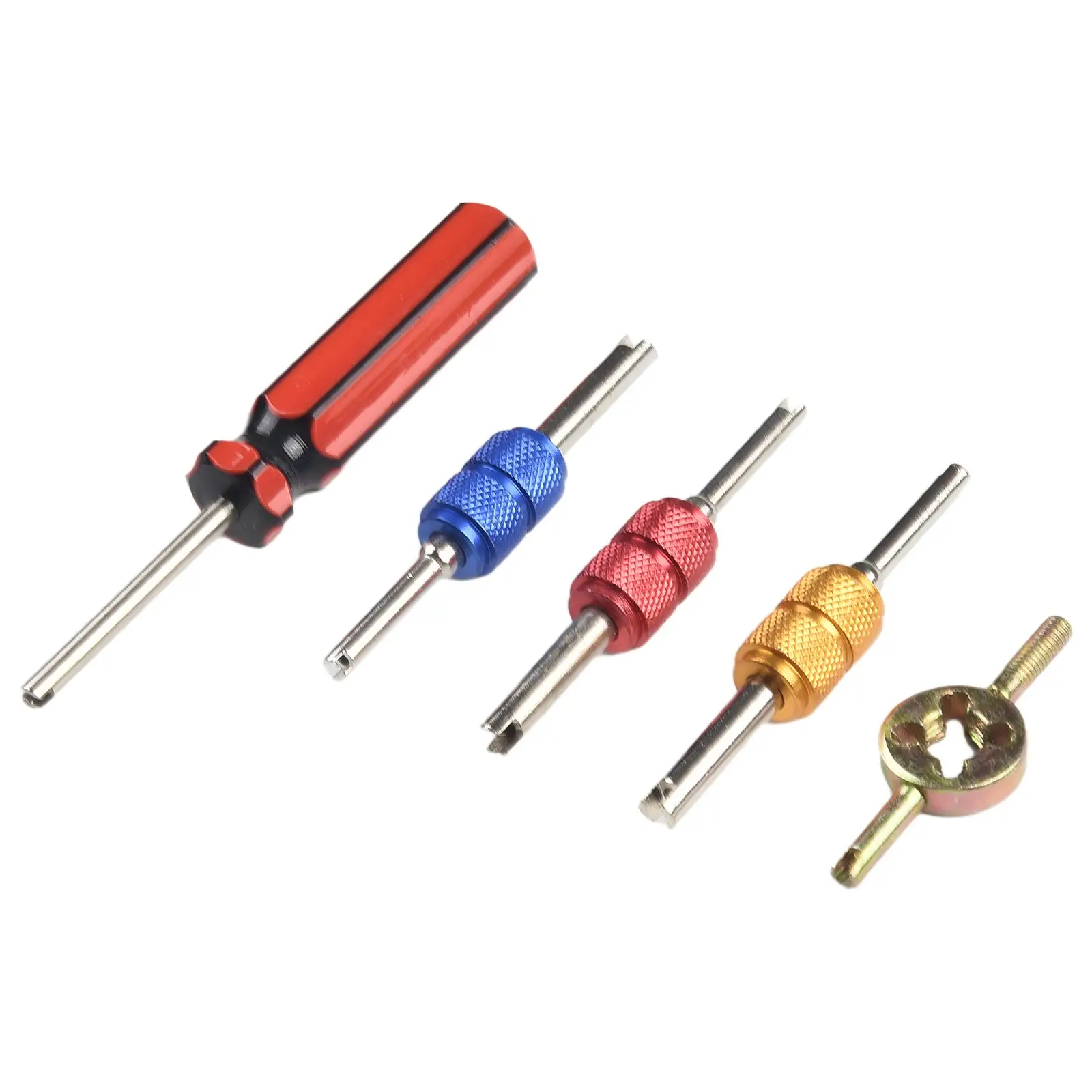 

Dual End Tire Installer Repair Tool Gas Nozzle Valve Core Remover Nonslip Knurled Knob Automotive and Motorcycle Applications
