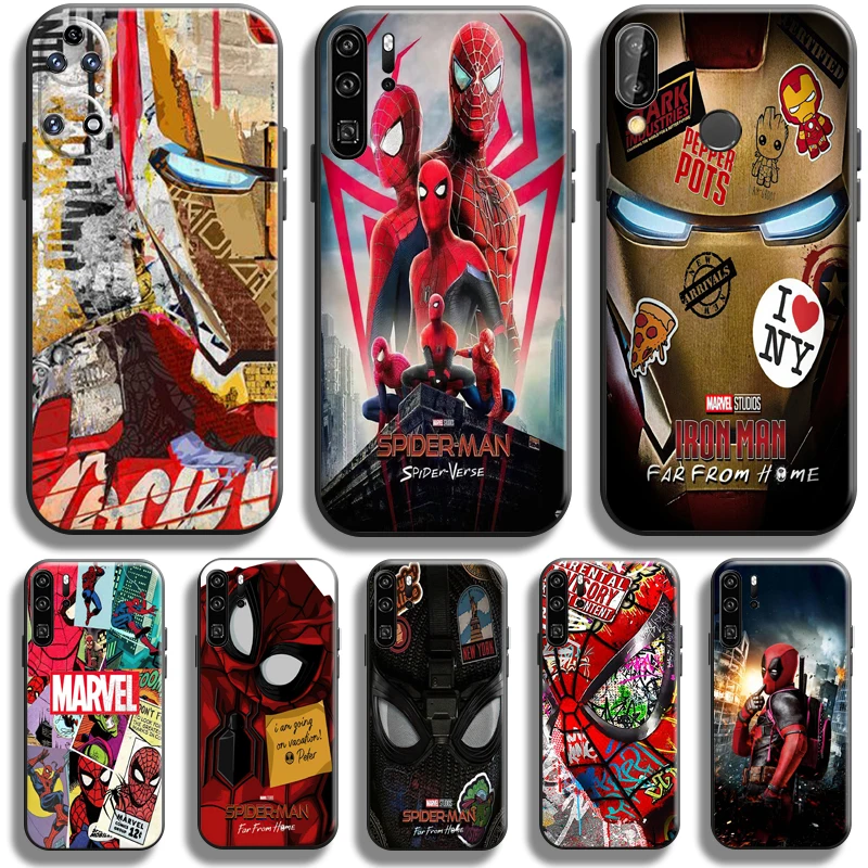 

Venom Spiderman Iron Man For Huawei P50 P40 P30 P20 Pro Lite 5G Phone Case For Huawei P Smart Z 2021 Black Liquid Silicon