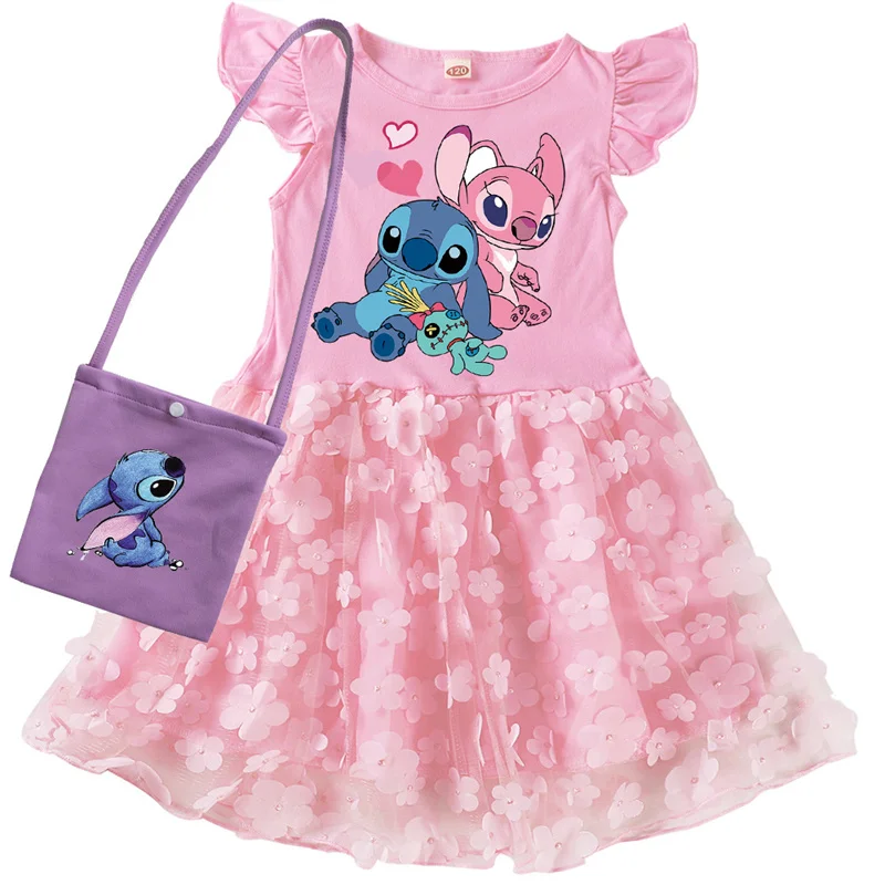 Детское летнее платье с коротким рукавом и сумкой для девочек