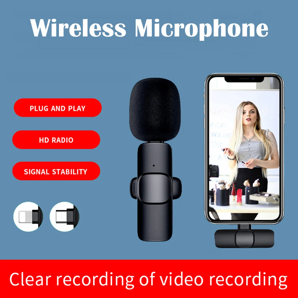 

Wireless Lavalier Compatible for IPhone Android Mini Lapel Microphone Mic Recording for You Tube Facebook Live Stream Vlog