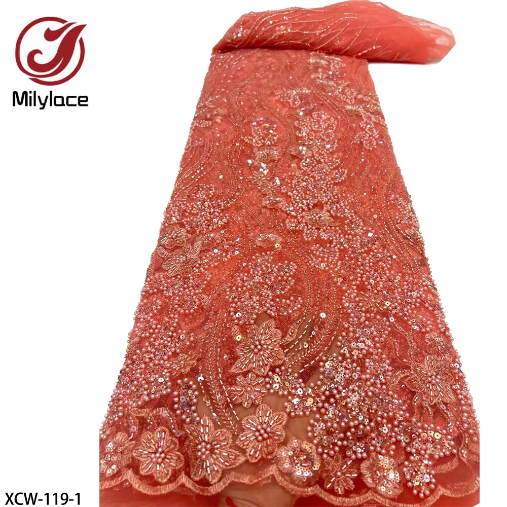 

Роскошная африканская кружевная ткань с бисером и блестками, кружевная ткань 2021, Высококачественная французская вышивка, кружевная ткань д...