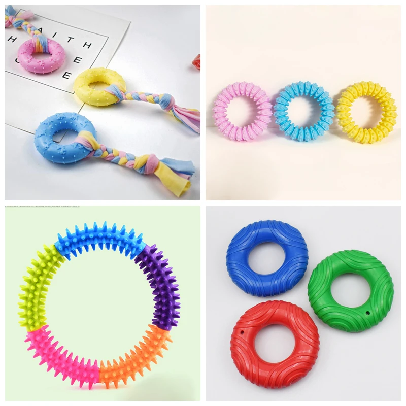 

Pet Dogs Foaming Toys Thorn Ring Chew Toys Non-toxic TPR Material Milk Fragrance Molar Toy Funny Bone Ball Interactive Supplies