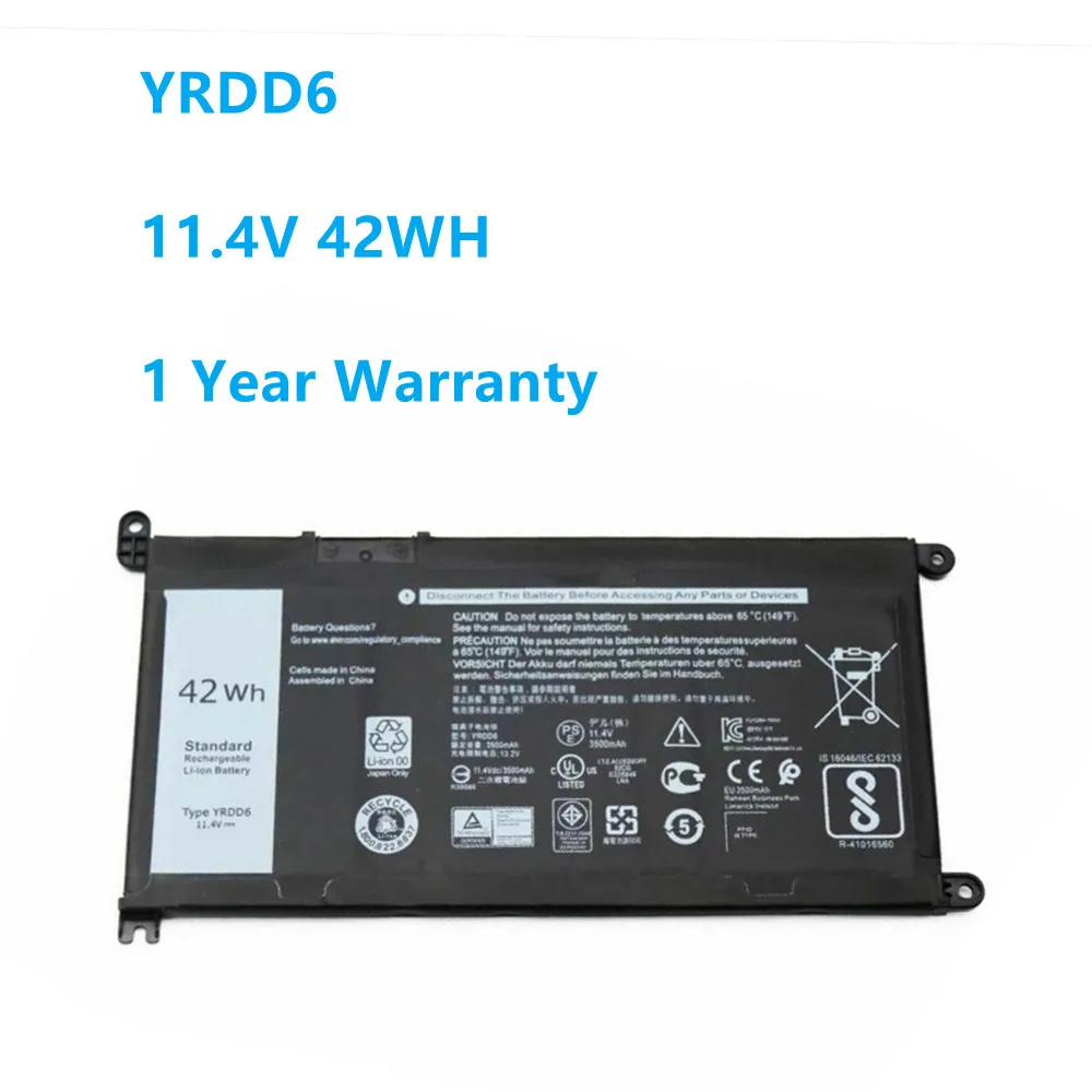 Аккумулятор YRDD6 для Dell Inspiron 5482 5480 5481 5485 5491 5591 5593 3583 3310 3493 3582 3593 3793 5584 5493 11 4 в 42 Втч |