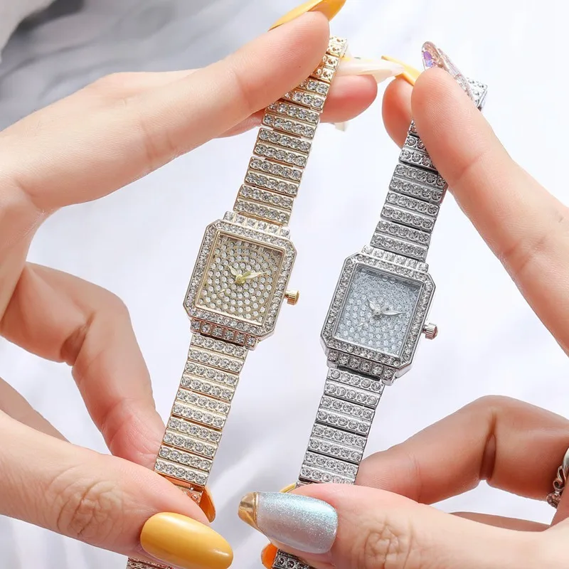 

Simple Temperament Alloy Square Diamond Women Watches Thin Strap Ladies Quartz Wristwatches New Fashion Bracelet Montre Femme