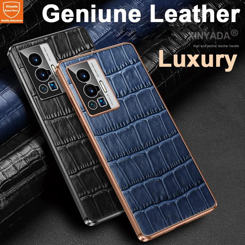 

Real Cow Crocodile Geniune Leather Phone Case For Vivo X70 Pro Plus Bumper Cover For Vivo X70 Pro iQOO 8 Pro iQOO8 Luxury Case