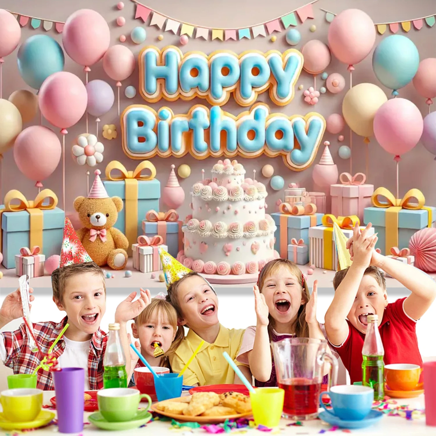 Милый 3D мультфильм Белые коричневые медведи тема фотографии фон Красочные